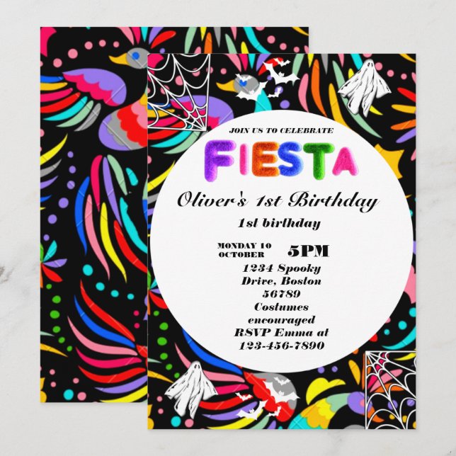 Fiesta Invitación de cumpleaños Chalkboard México (Anverso / Reverso)