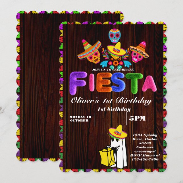 Fiesta Invitación de cumpleaños Chalkboard México (Anverso / Reverso)