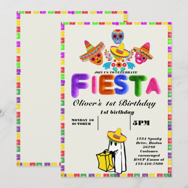 Fiesta Invitación de cumpleaños Chalkboard México (Anverso / Reverso)