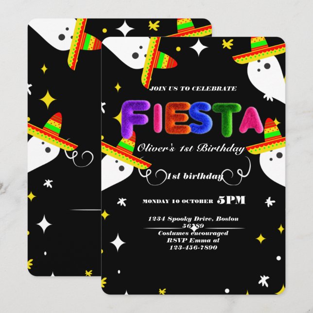 Fiesta Invitación de cumpleaños Chalkboard México (Anverso / Reverso)