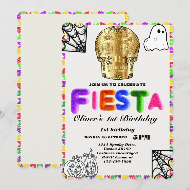 Fiesta Invitación de cumpleaños Chalkboard México (Anverso / Reverso)