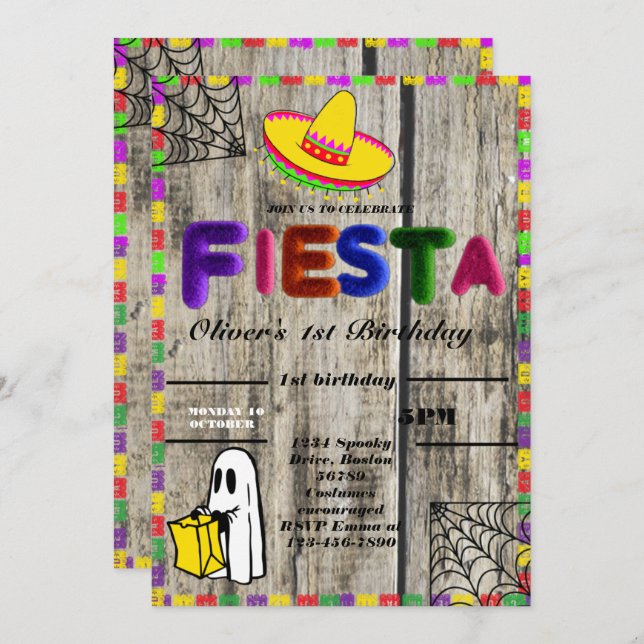 Fiesta Invitación de cumpleaños Chalkboard México (Anverso / Reverso)