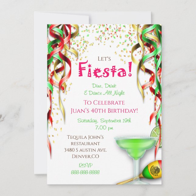 Fiesta Invitación de cumpleaños Confetti Fiesta Me (Anverso)