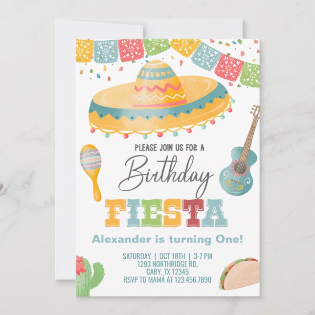 Fiesta, invitación de cumpleaños de los chicos, fi (Anverso)