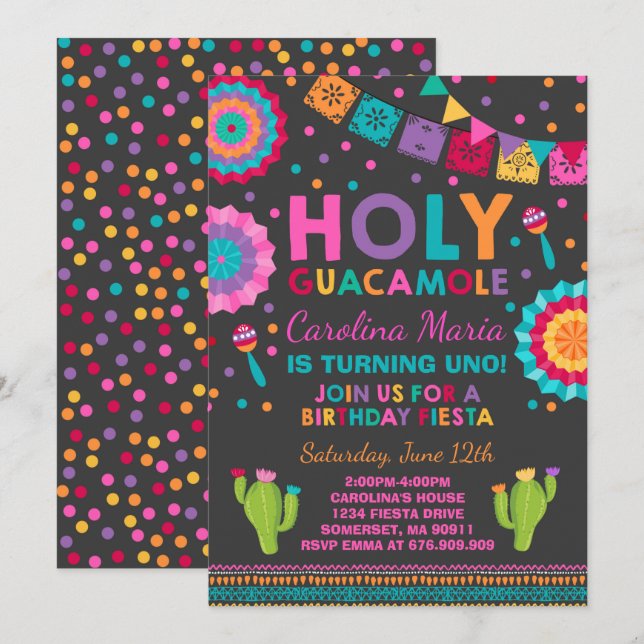 Fiesta Invitación de cumpleaños Fiesta Santo Guaca (Anverso / Reverso)