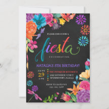 Fiesta Invitación de cumpleaños floral mexicana