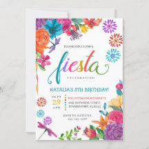 Fiesta Invitación de cumpleaños floral mexicana