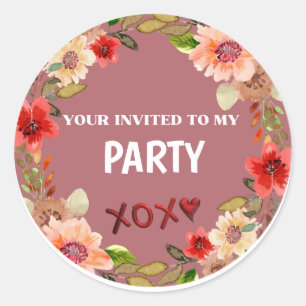 FIESTA INVITE Pegatina Círculo Floral