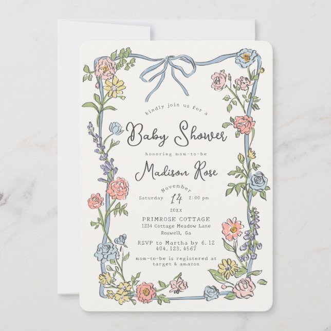 Fiesta Jardín de primavera Pastel Floral Baby Show (Anverso)
