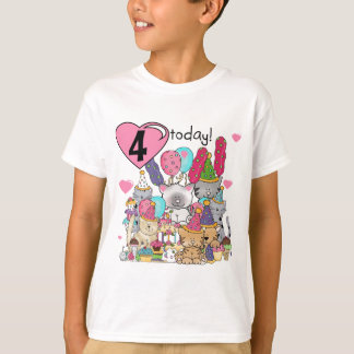 Fiesta Kittens 4ª camiseta de cumpleaños y regalos