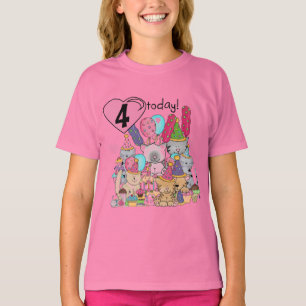 Fiesta Kittens 4ª camiseta de cumpleaños y regalos