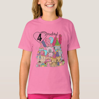 Fiesta Kittens 4ª camiseta de cumpleaños y regalos