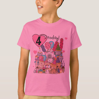 Fiesta Kittens 4ª camiseta de cumpleaños y regalos
