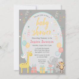 Fiesta lindo Animales Invitación Baby Shower Amari