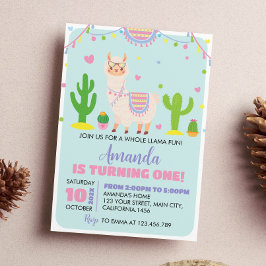 Fiesta Llama Fun Invitación a primer cumpleaños