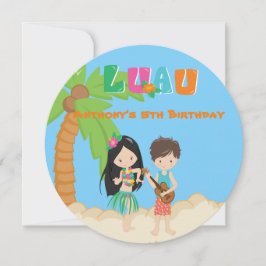 Fiesta Luau Con Invitación Redonda De Palmera