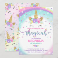 Fiesta mágico del unicornio de la invitación del