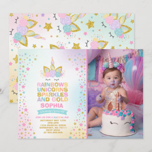 Fiesta mágico del unicornio de la invitación del