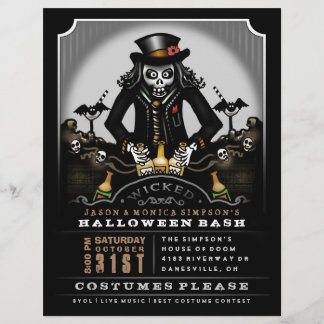 Fiesta malvado de Halloween Bash 8.5 x 11 Volante