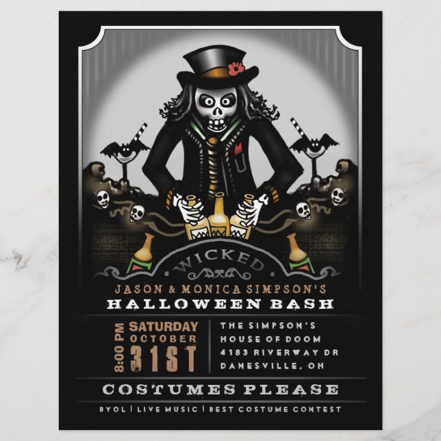Fiesta malvado de Halloween Bash 8.5 x 11 Volante (Frente)