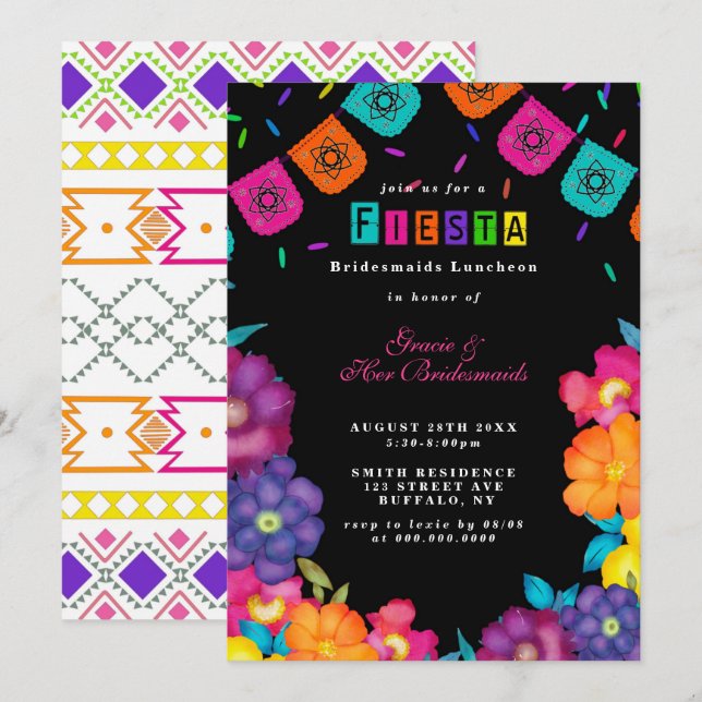 Fiesta Mexicana Bridesmaids Invitación al almuerzo (Anverso / Reverso)