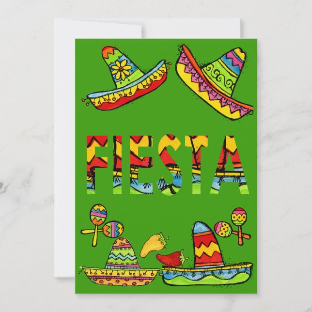 Fiesta mexicana Cinco de Mayo invitaciones verdes (Anverso)