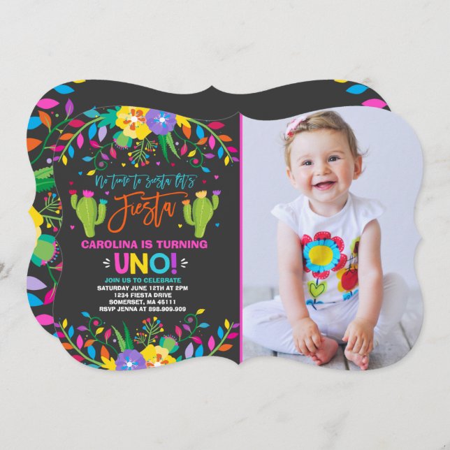 Fiesta mexicana del cumpleaños de la invitación (Anverso / Reverso)