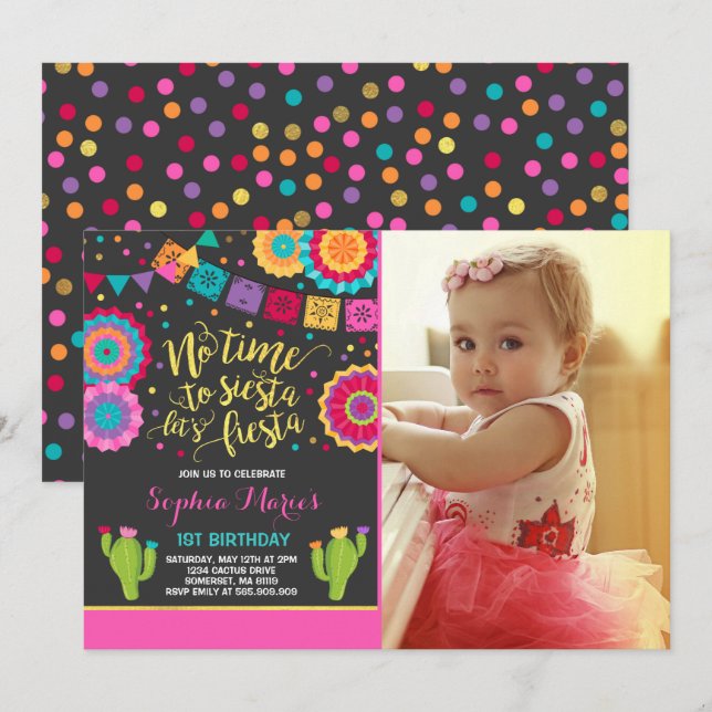Fiesta mexicana del cumpleaños de la invitación (Anverso / Reverso)