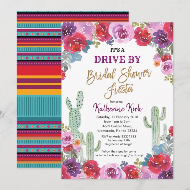 Fiesta mexicana por invitación a duchas nupciales (Anverso / Reverso)