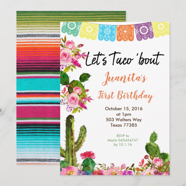 Fiesta Mexicana Primera Invitación a Fiesta de Cum (Anverso / Reverso)