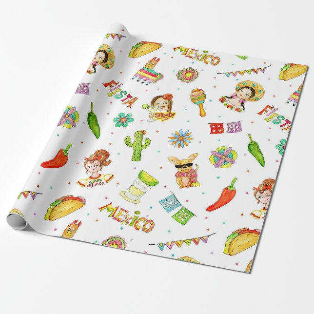 Fiesta mexicano envuelve papel (Desenrollado)