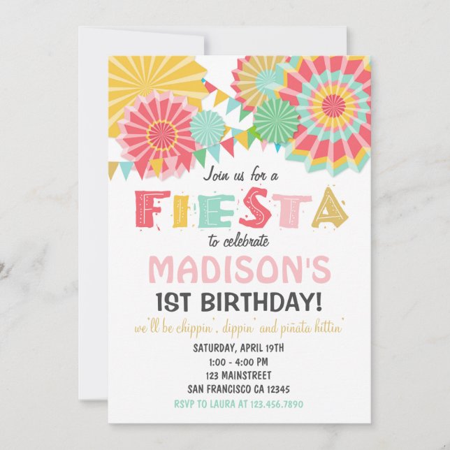 Fiesta México Invitación a fiesta de cumpleaños Or (Anverso)
