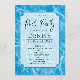 Fiesta moderno de la piscina| Invitación al cumple