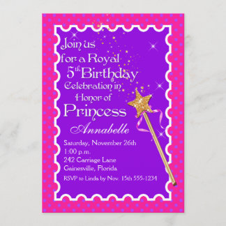 Fiesta morado y rosado invitación de cumpleaños