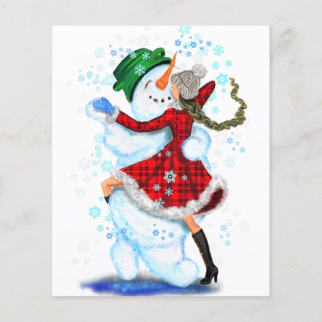 Fiesta navidad Flyer Snowman y danza Chica (Frente)