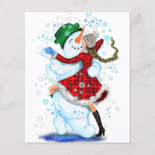 Fiesta navidad Flyer Snowman y danza Chica