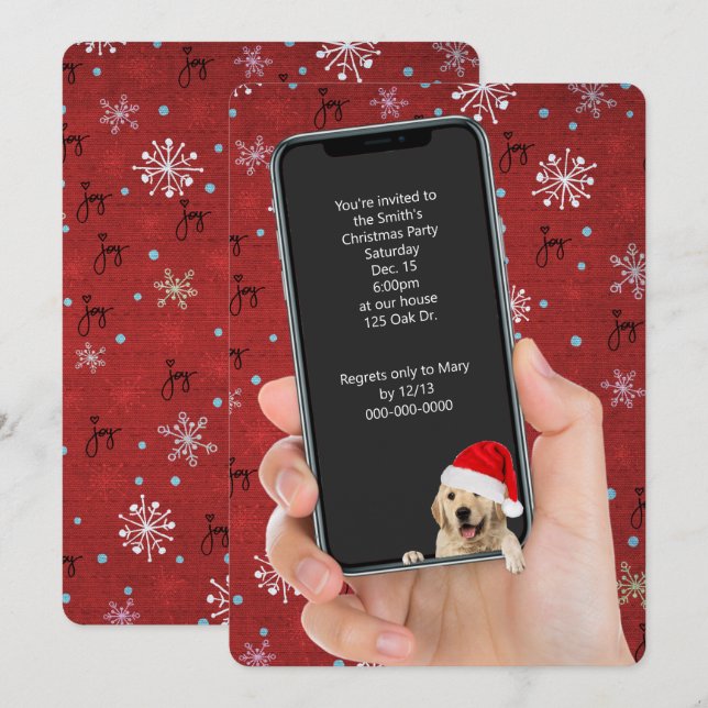 Fiesta navidades Mensajes de texto invitaciones po (Anverso / Reverso)