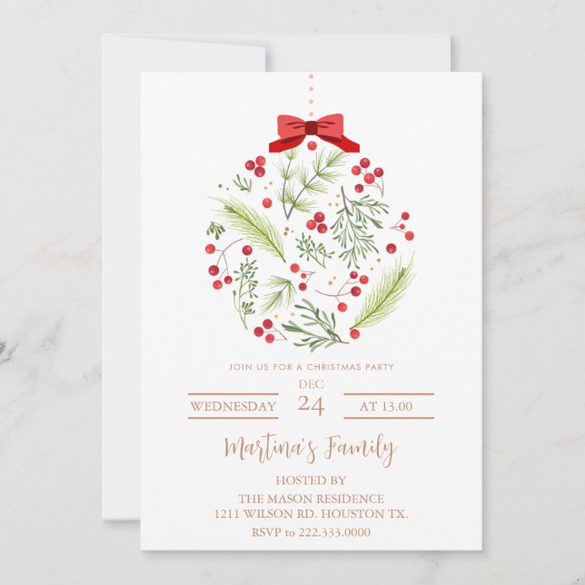 Fiesta navideña navideña de invitaciones para fies (Anverso)