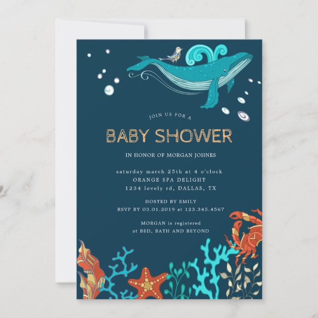 Fiesta oceánico | Invitación de Baby Shower (Anverso)