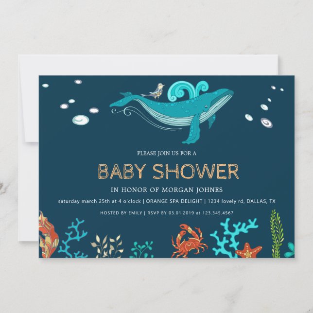 Fiesta oceánico | Invitación de Baby Shower (Anverso)