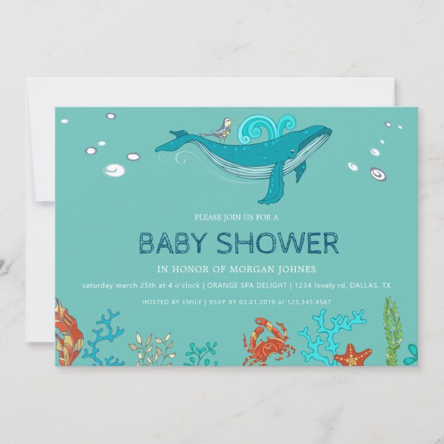 Fiesta oceánico | Invitación de Baby Shower (Anverso)