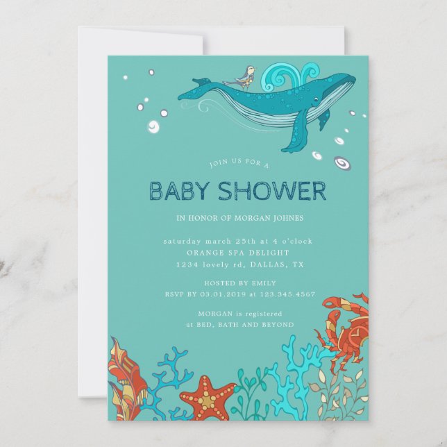 Fiesta oceánico | Invitación de Baby Shower (Anverso)