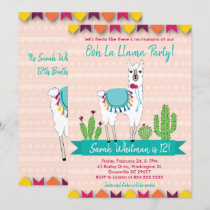 Fiesta, Ooh La Llama Invitación de Cumpleaños