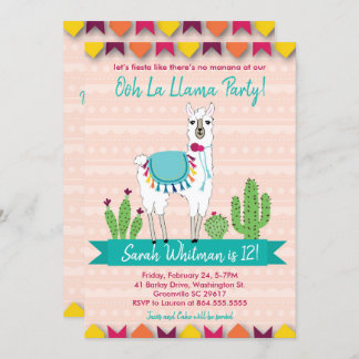 Fiesta, Ooh La Llama Invitación de Cumpleaños
