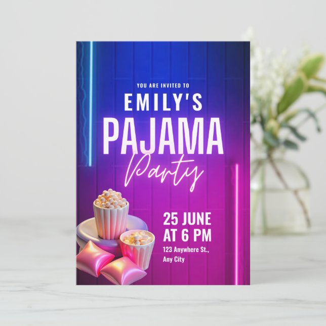 Fiesta Pajama Invitación de cumpleaños, nacimiento (Anverso de pie)