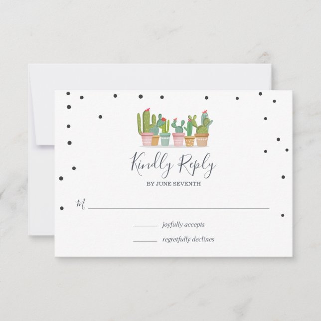 Fiesta Pastel Cactus Ducha Bridal Tarjetas RSVP (Anverso)