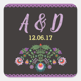 Fiesta Pegatinas de Ronda Floral Mexicana Etiqueta