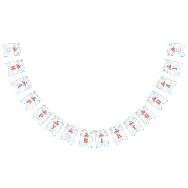 Fiesta piloto del elefante de la bandera de cumple (Todo)