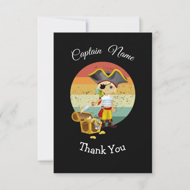 Fiesta Pirate Boy Tema de agradecimiento tarjeta (Anverso)