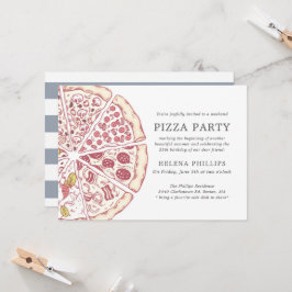 Fiesta Pizza 25 cumpleaños | Invitación tachada